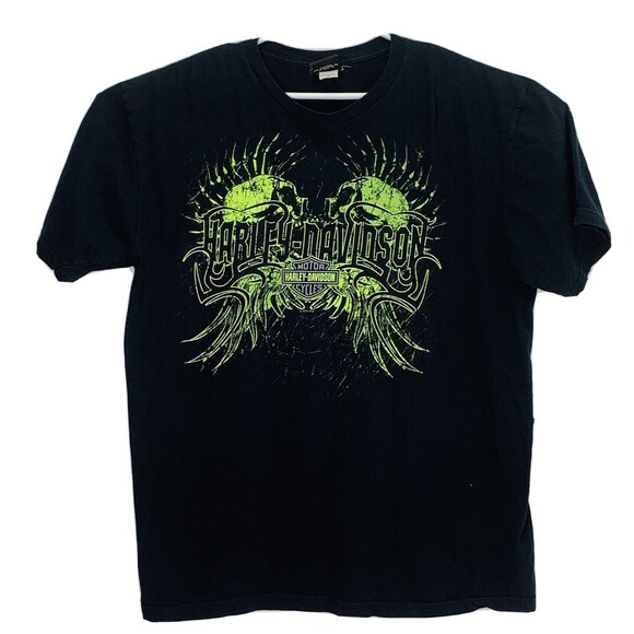 Harley Davidson TShirt Hanes Beefy Dual Double Sided Graphic XXL Bleu Bayou - Picture 2 of 6